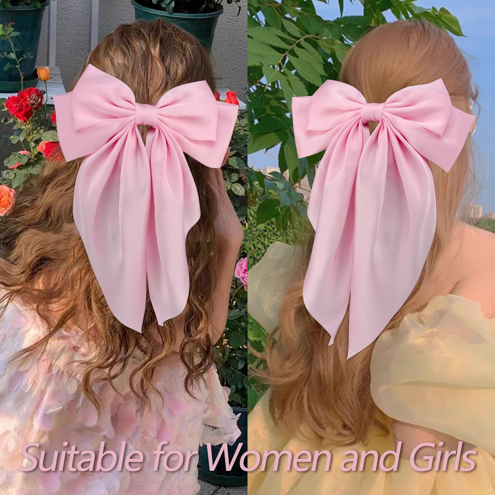 Amazon.co.jp: Velscrun 女性用ヘアリボン 3個 ピンクヘアリボン 