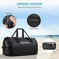 Vista 4 de Gonex Bolsa de lona impermeable extra grande de 40 L, 60 L, 80 L, bolsa de lona seca de viaje, bolsa resistente con correas y asas duraderas