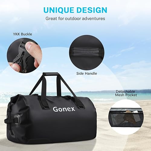 Miniatura 4 de Gonex Bolsa de lona impermeable extra grande de 40 L, 60 L, 80 L, bolsa de lona seca de viaje, bolsa resistente con correas y asas duraderas