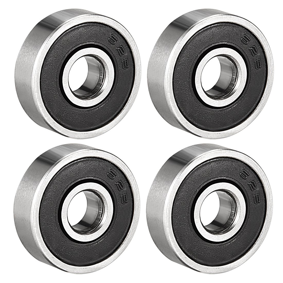 sourcing map 626-2RS Ball Bearing 6mm x 19mm x 6mm Double Sealed 180026 Deep Groove Bearings, Carbon Steel (Pack of 4)