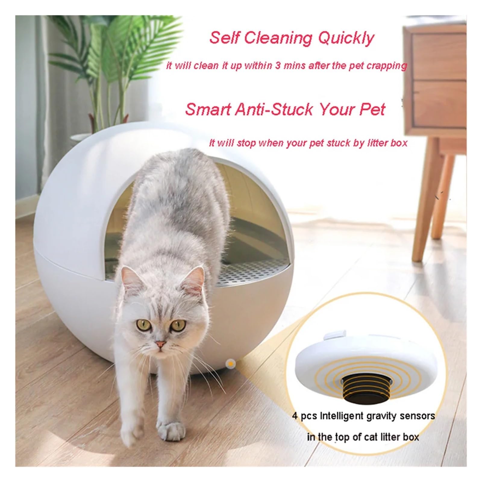 Intelligent Fully Automatic Cat Toilet Anti-splash Eggs Cats Litter Box Electric Cleaning House Sand Tray with Shovel(Blue)