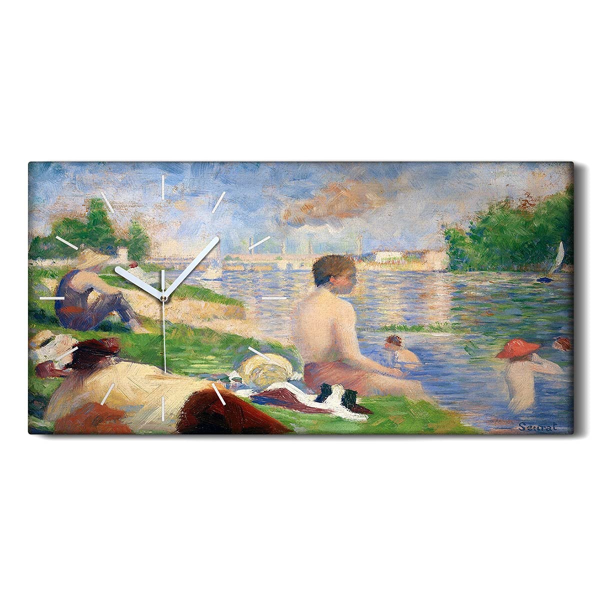 Horloge sur Toile sans Tic-Tac 60x30cm Décoration Murale pour Sommeil Paisible Salon