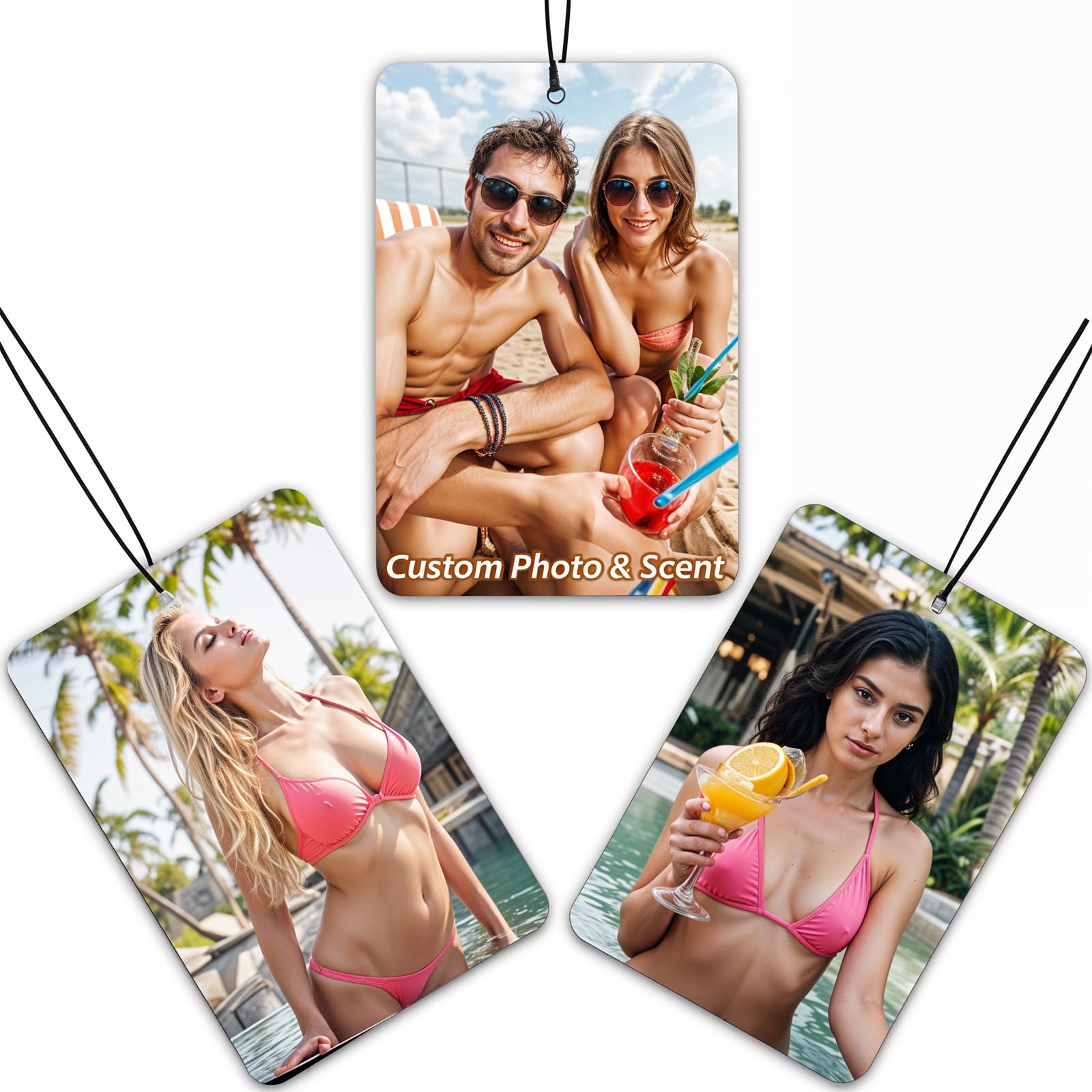 Custom Air Fresheners with Picture - Personalized Double Sided Colorful Photo Car Scents Air Freshener, Custom Air Fresheners with Picture for Hanging Ornaments, Wardrobe (Scented Gifts)