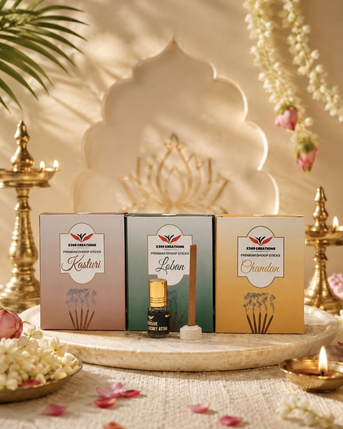Premium Dhoop Sticks, Combo of 3 Pack, Chandan, Loban, Kasturi, 72 Gram Each with Free Attar Inside the Loban, Bambooless charcole Free Incesne Sticks. Burn time 35 to 40 Mint.-image-10