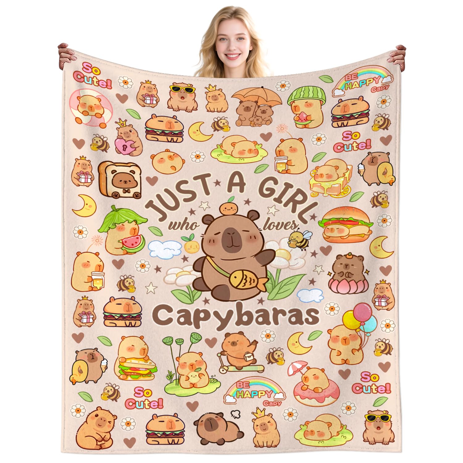 Dikogogo Women's Capybara Blankets For Just A Girl Who Loves S Blanket Throw Stuff Plush Bedding S Gifts For Girls Boys Kids Lovers Men Adults Birthday Party Decorations 60"X50"Inch