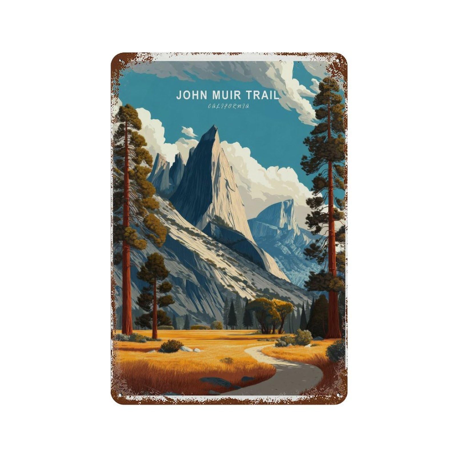 xiaoxiaoshen John Muir Trail California Travel Sierra Nevada USA Hiking Wall Decor Art Metal Tin Poster Modern Home Decor Art Home Bar Shop Decorations Vintage Sign 30x20cm