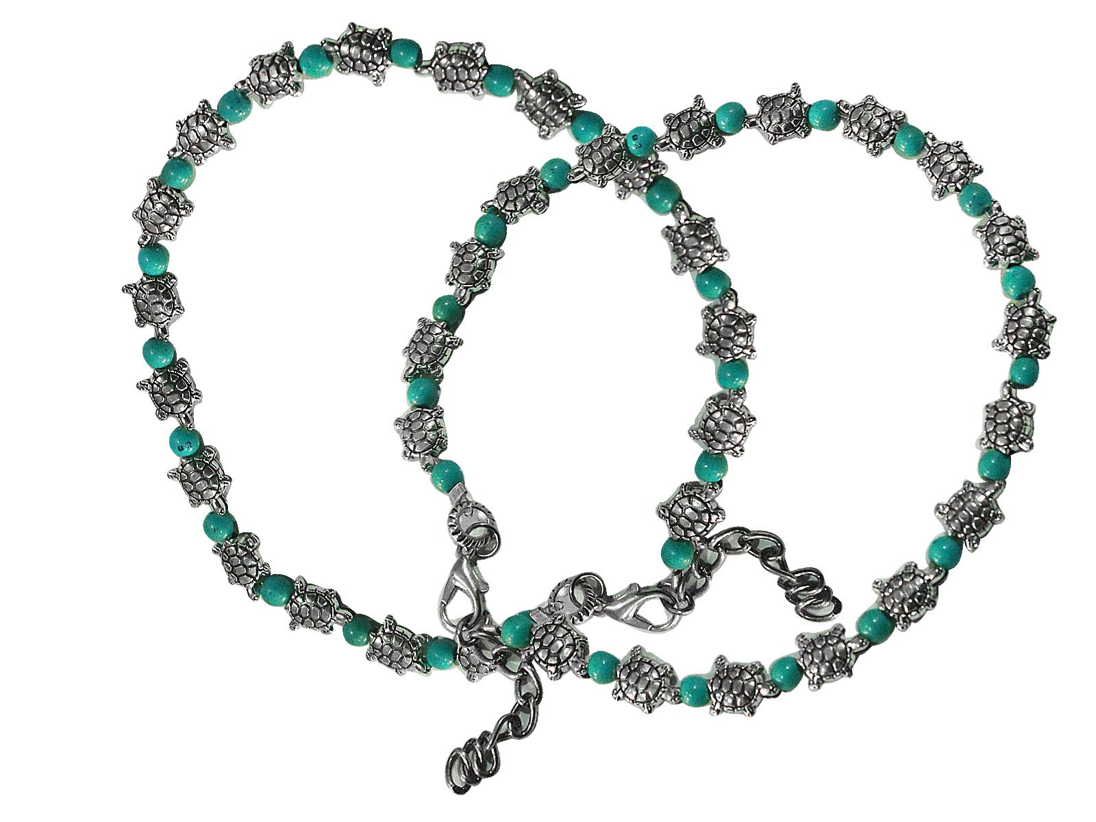 AyA Fashion Blue Oxidised German Silver Tortoise Beads Anklet for Women (B07RSKL6Q5) Amazon Price History, Amazon Price Tracker