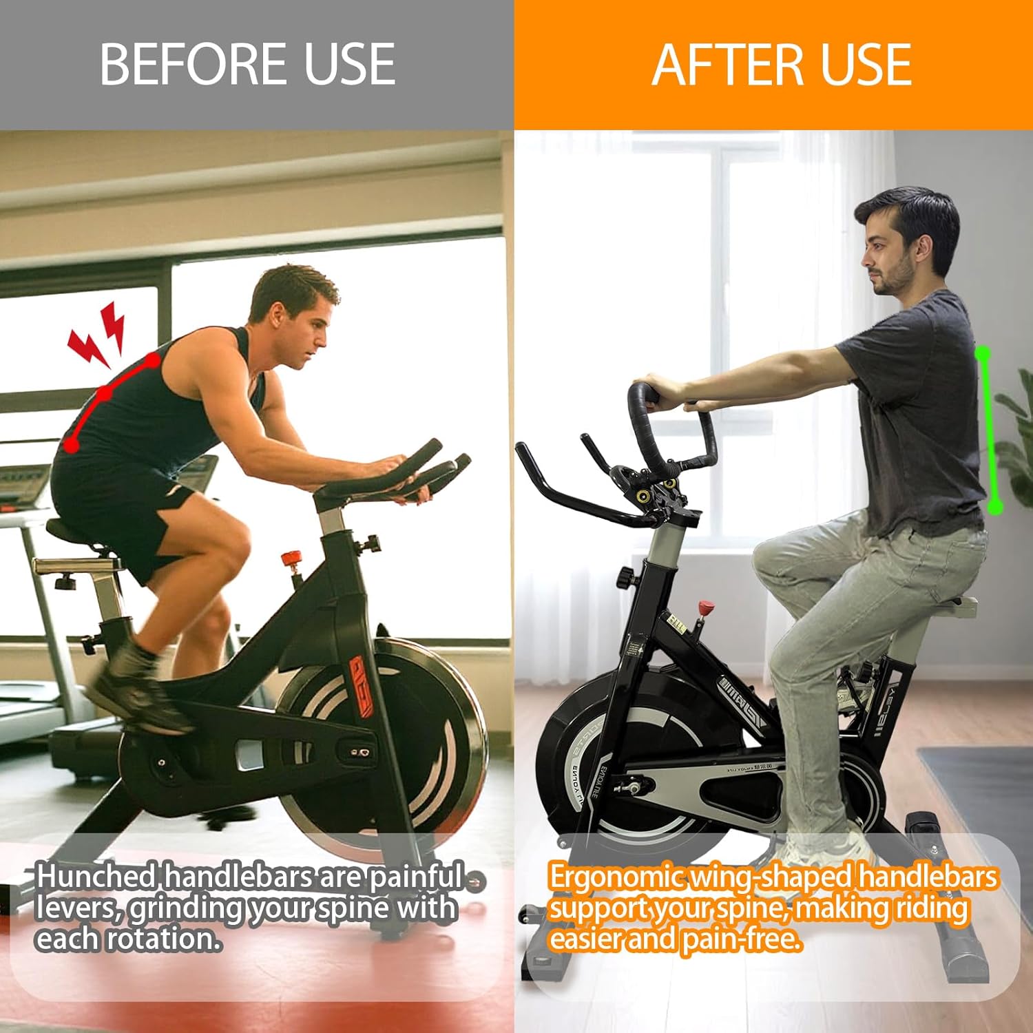1 Pair U-Handlebar Extender for Indoor Spin Bikes,Get a Comfortable Upright Ride & Multiple Grip Positions to Relieve Strain.