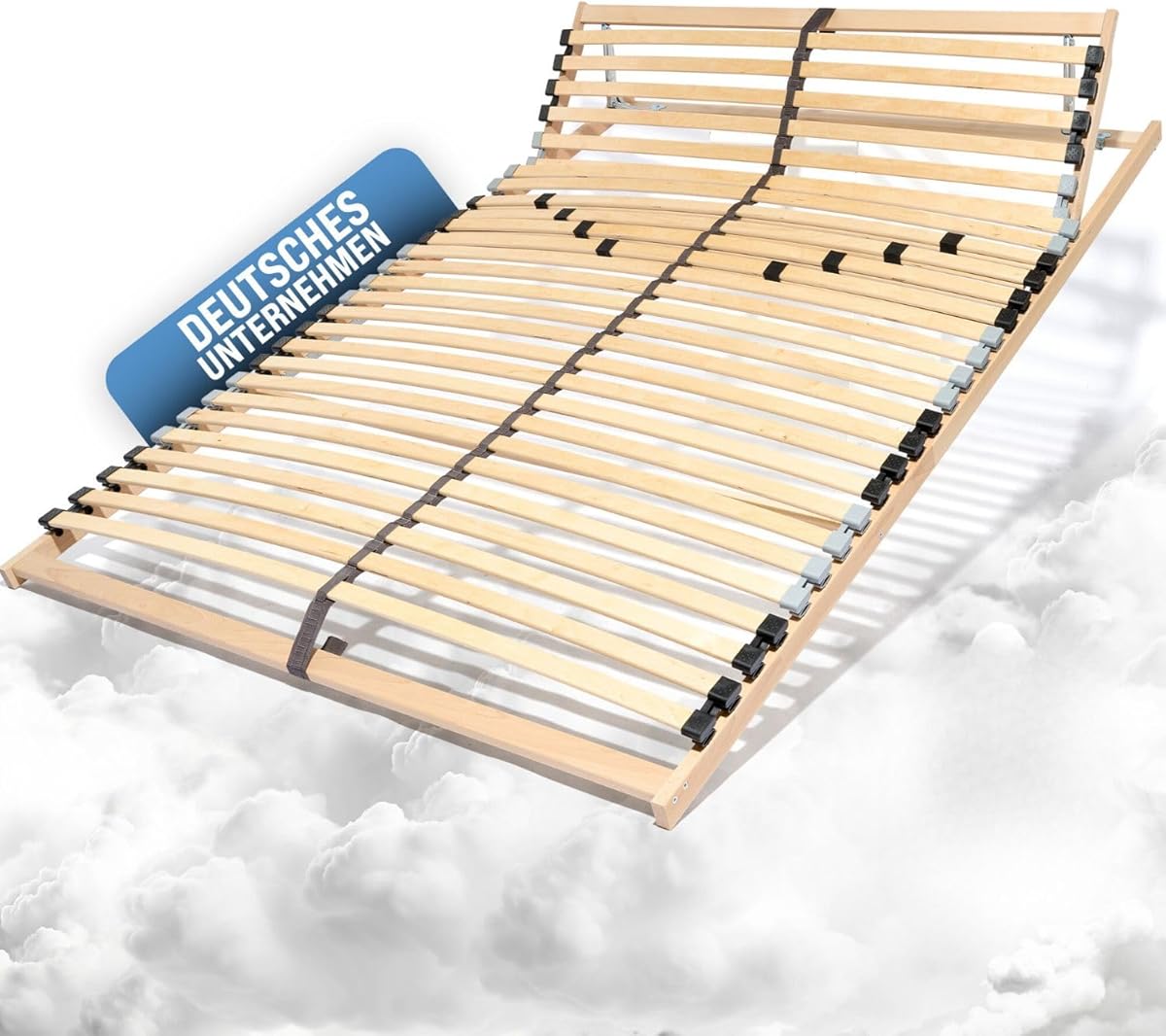 Coemo 7-Zonen Lattenrost Ergo 120x200 Lattenrahmen - verstellbares Kopfteil - Buche Rahmen- 28 Federleisten- Bettrahmen 120 x 200 passend für Jugendbett- geeignet für alle Matratzen