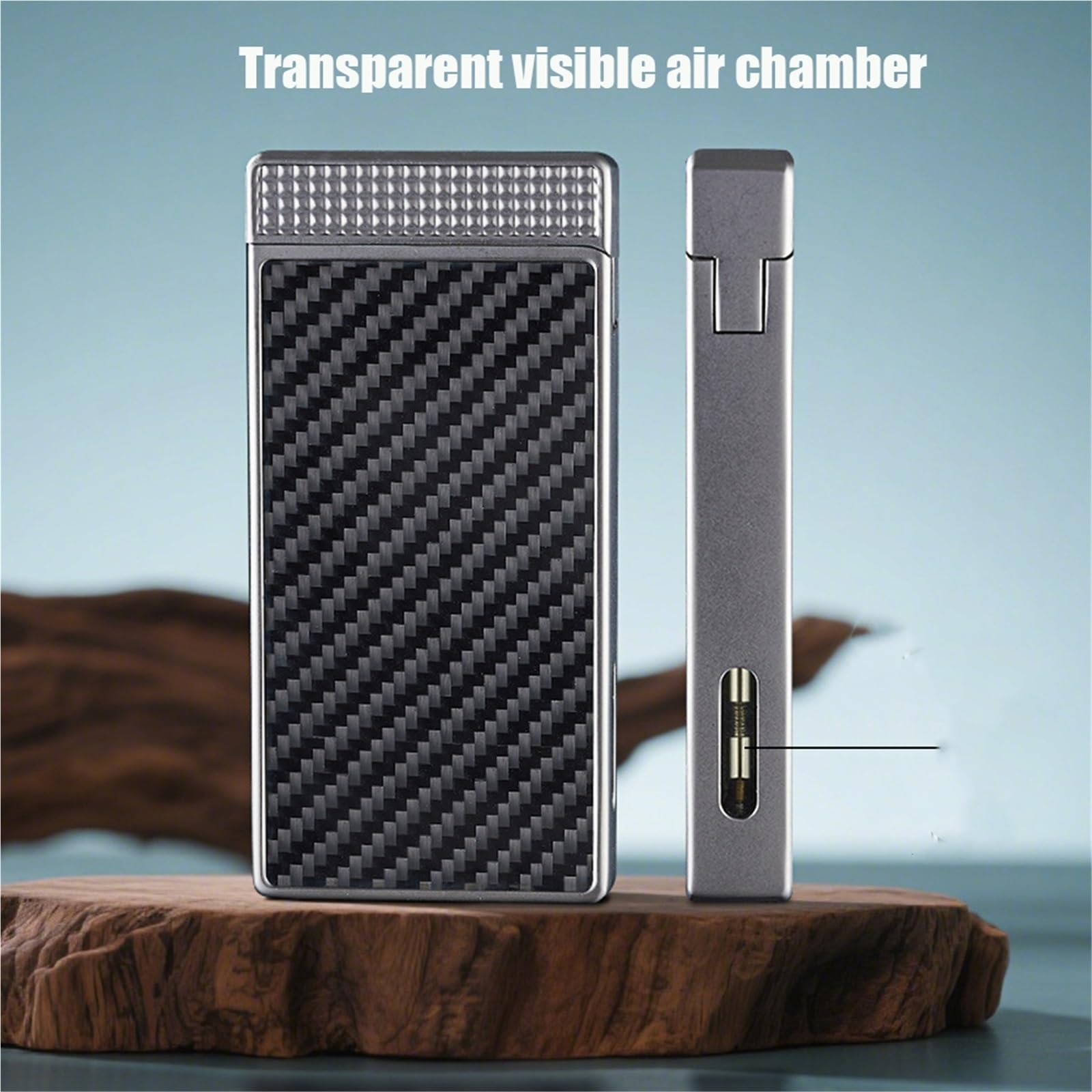 Mechero de metal resistente al viento con cámara de gas visible, ideal para barbacoas, velas, uso al aire libre, regalo perfecto para hombres, diseño recargable y duradero