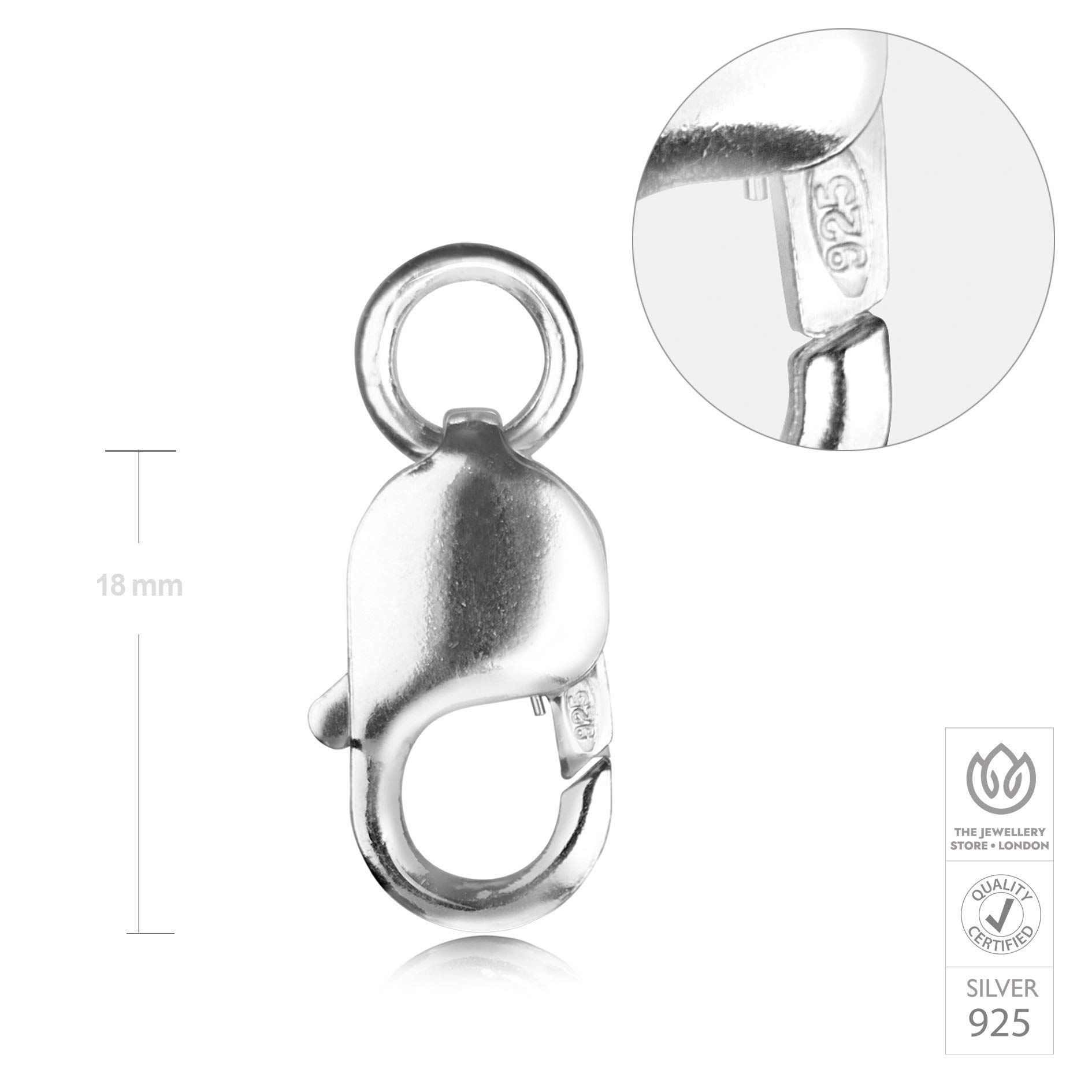 Karabijnsluiting van echt 925 sterling zilver met dubbele sluiting, kettingsluitingen voor doe-het-zelf sieraden (4 stuks