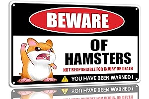 Beware Of Hamster Metal Tin Sign: A Humorous Cautionary Decor for Your Home