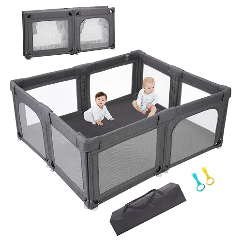 Corralito para bebés y niños pequeños, corralito plegable para bebés, corralito plegable de 59 x 71 pulgadas, barrera para bebés, valla para niños,