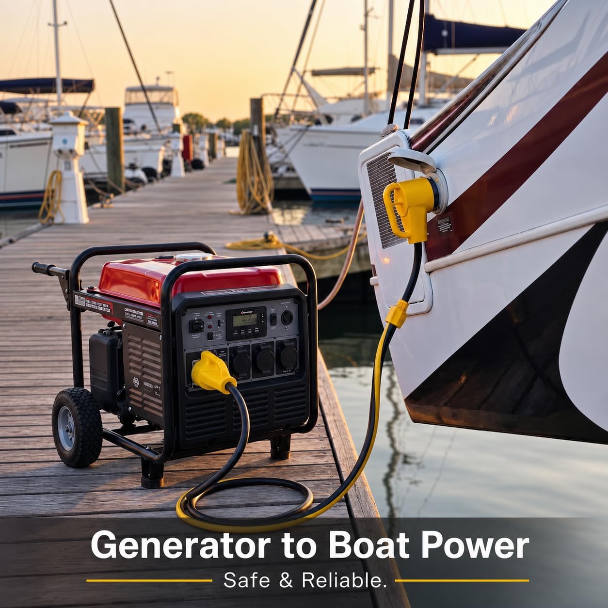 50 Amp to 110 Shore Power Adapter Cord with Locking Connector, NEMA 5-15P to SS2-50R, 90 Degree Grip Handle, 12 Inch, ETL Listed 125V, for Boat, Marine, RV, Camper, Travel Trailer, Motorhome