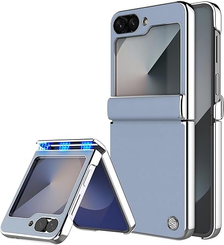Nillkin Funda para Galaxy Z Flip 5 con correa más ancha 2 en 1 y función atril de silicona a prueba de golpes, funda delgada de silicona para