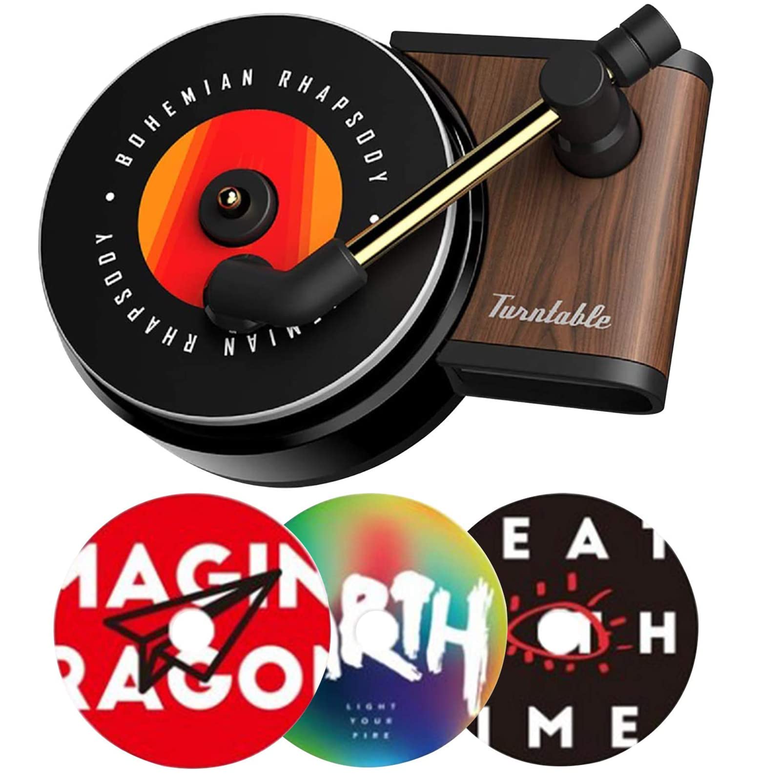 Clocell Car Air Freshener, Record Player Air Freshener Car, Car Fragrance Diffuser with Vent Clip in Retro Style Record-Player Design for Car Home Office [5 Refill Pads]