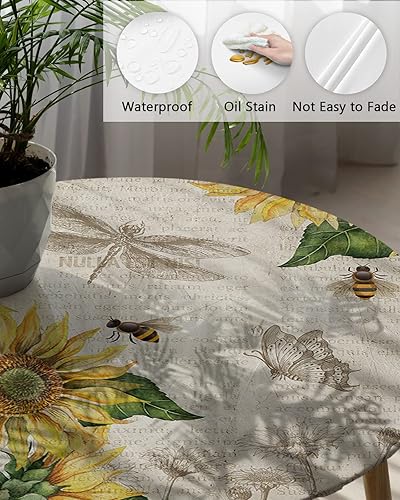 Vista 158 de Mantel redondo ajustable de Navidad para mesa redonda, mantel rojo floral de Navidad, mantel impermeable con borde elástico, mantel circular rojo