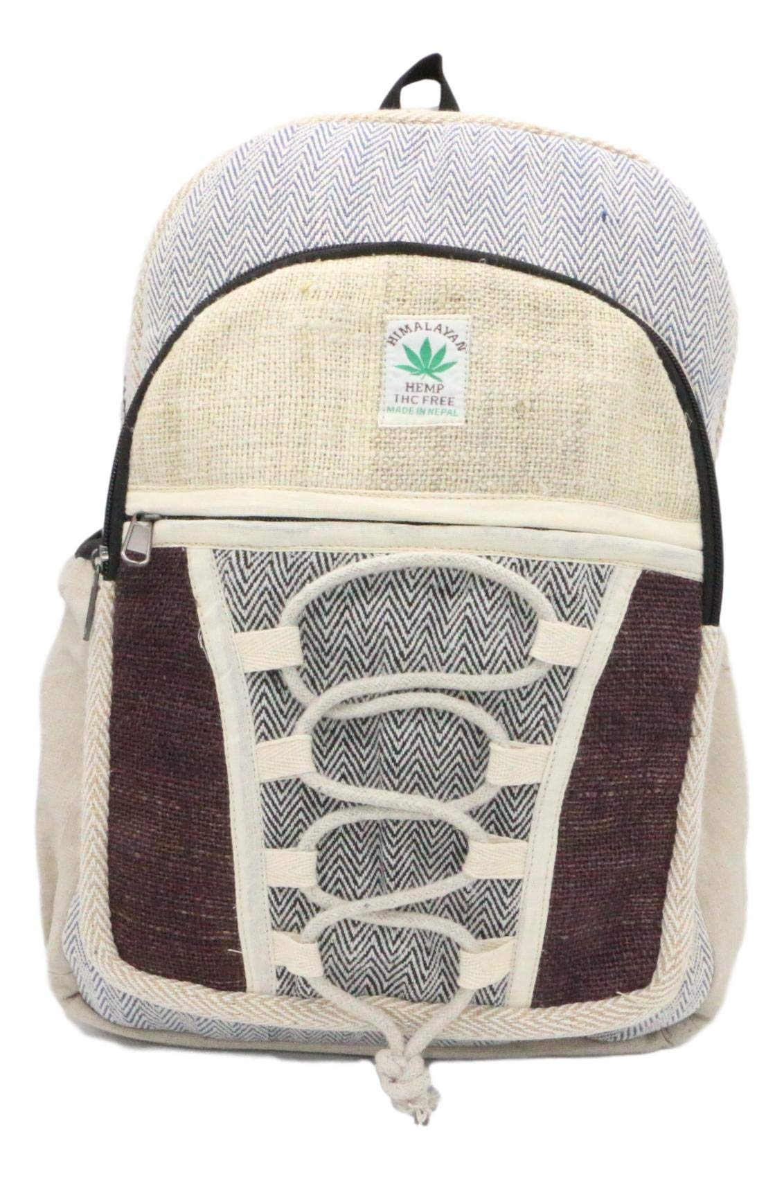 HIMALAYAN Hemp Backpack, Hemp Daypack/Daypack for School, Travel, Leisure, Outdoor, Sports, Nature - with Laptop Compartment, Handmade in Nepal – Model 148