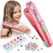 Hair Gem Stamper Kit, Hair Jewelry Styling Tool with Reusable Shining Diamonds, Hair Accessories for Party Play and Dress Up Fun, Great for Girls Ages 6-12 Years Old