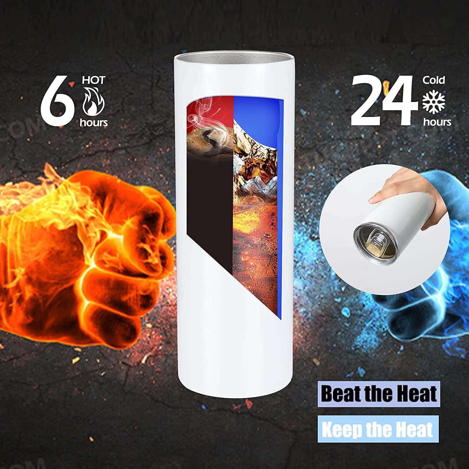 Personalized Skeleton Themed Tumbler Cup 20 oz Stainless Steel Skinny Tumbler with Lid and Straw Insulated Portable Mug - Image 3