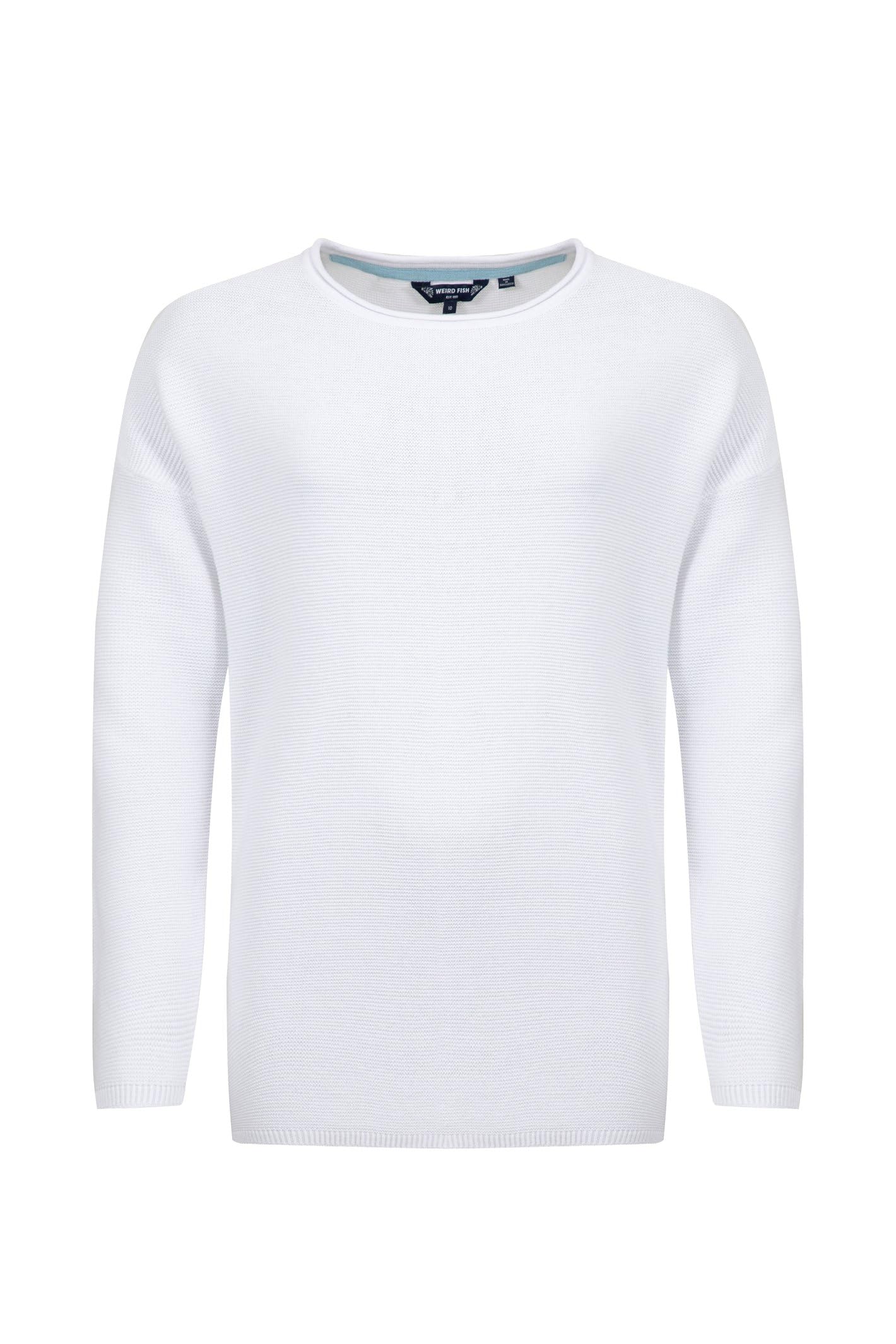 Weird Fish Women's Dalla Knitted Crew Neck Jumper in White | Size: 16