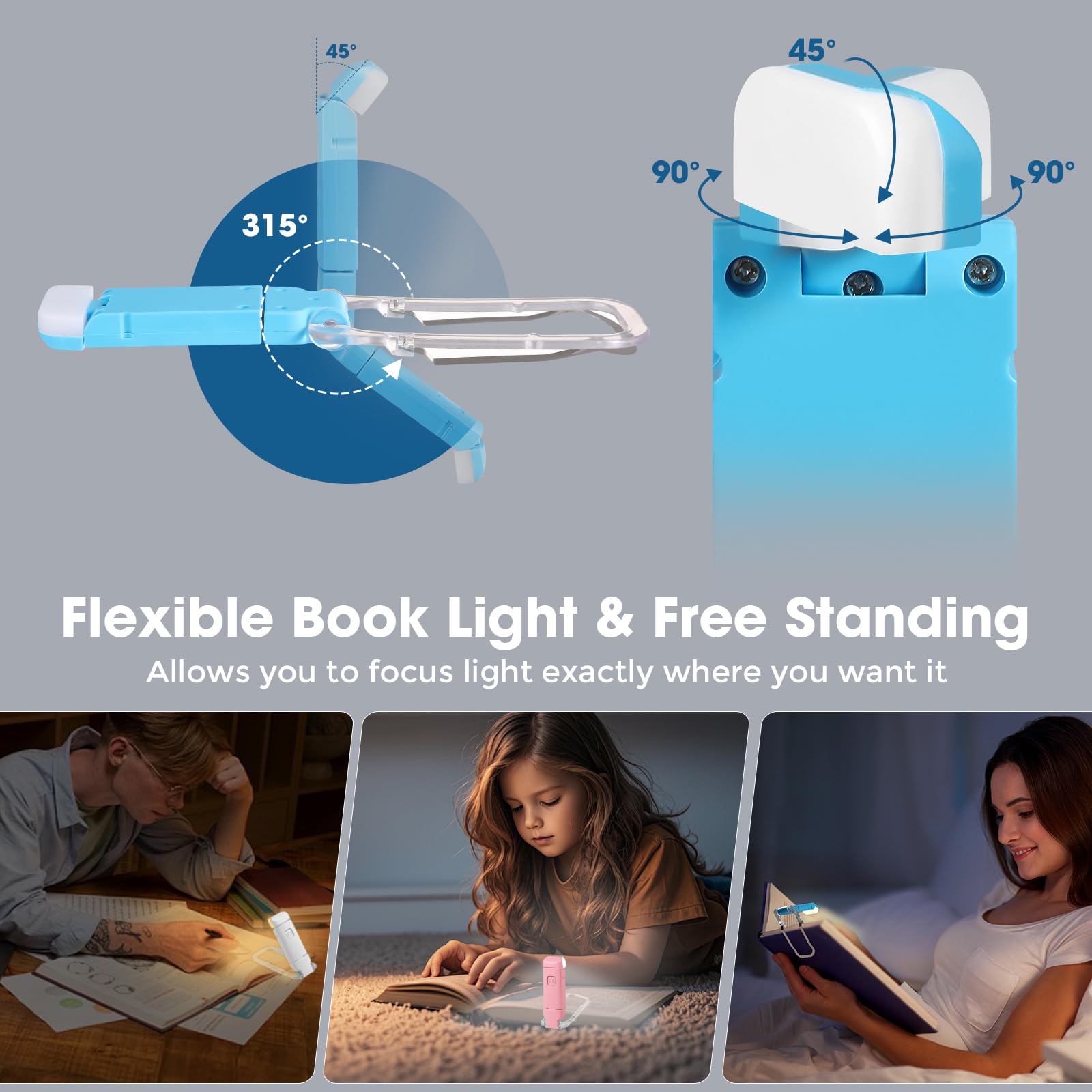 VZZNN Leselampe, wiederaufladbares Buchlicht zum Lesen im Bett, Clip-On-Buchlichter mit 3 Farbtemperaturen, Geschenk für Buchliebhaber, Kinder, Erwachsene, Weiß, 24 Stück