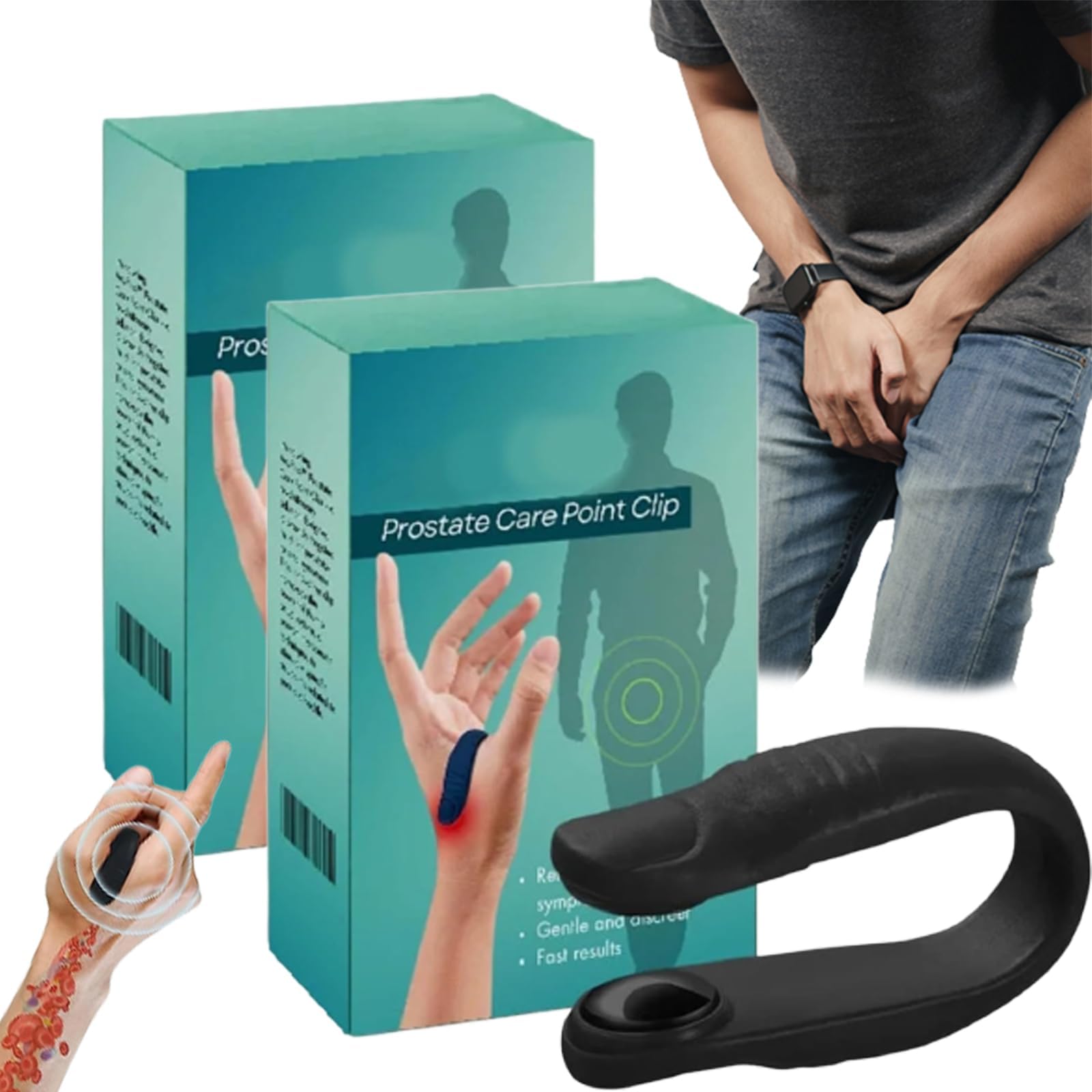 Prostate Care Point Clip, Acupressure Hand Pressure Point Clip, Relieve Prostate Discomfort Effortlessly and Keep Prostate Health (2)