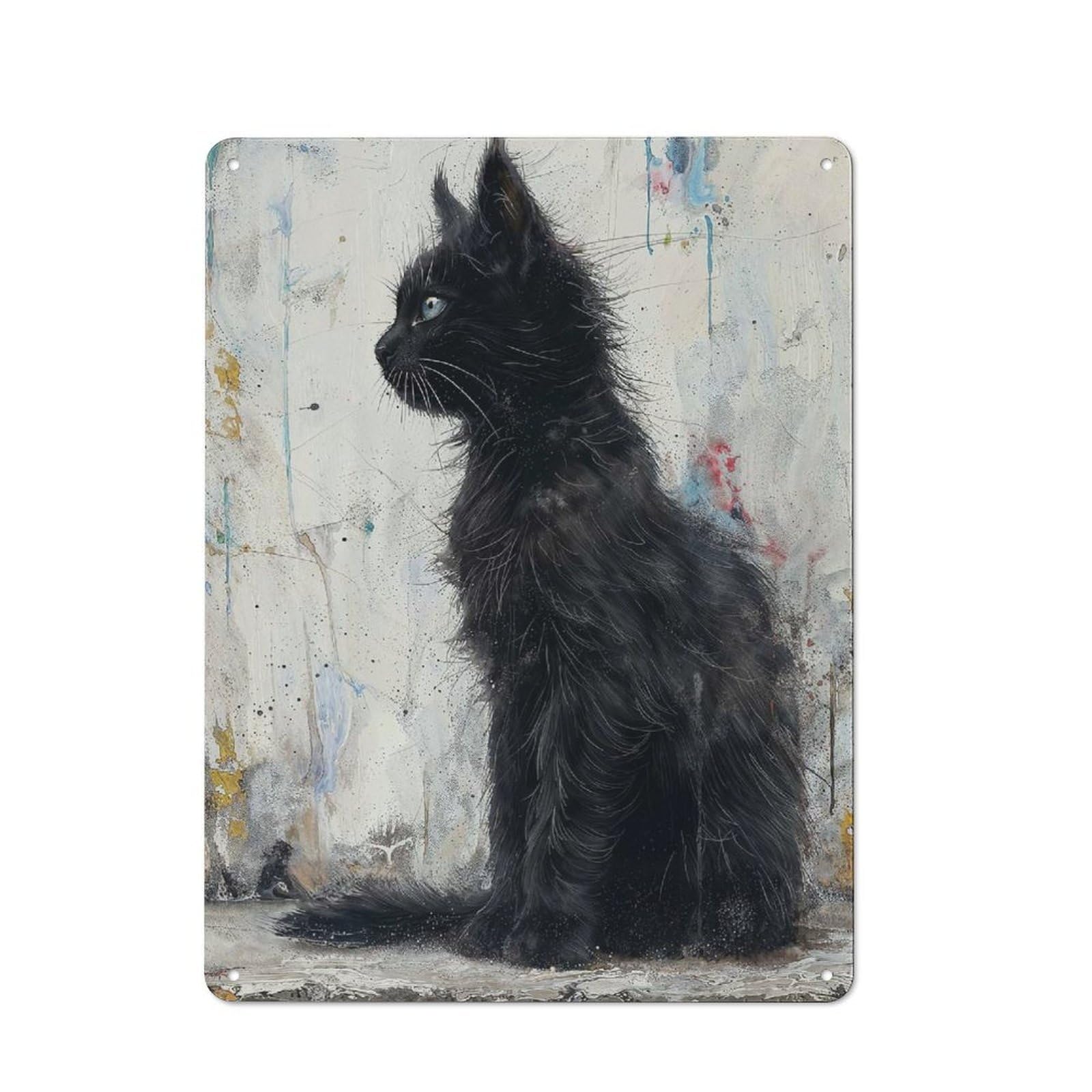 Junmoney Noir Feline Grace Garage Metal Sign 40X30cm, Retro Workshop Wall Decor For Tool Room, Garage, Studio Or Home Bar