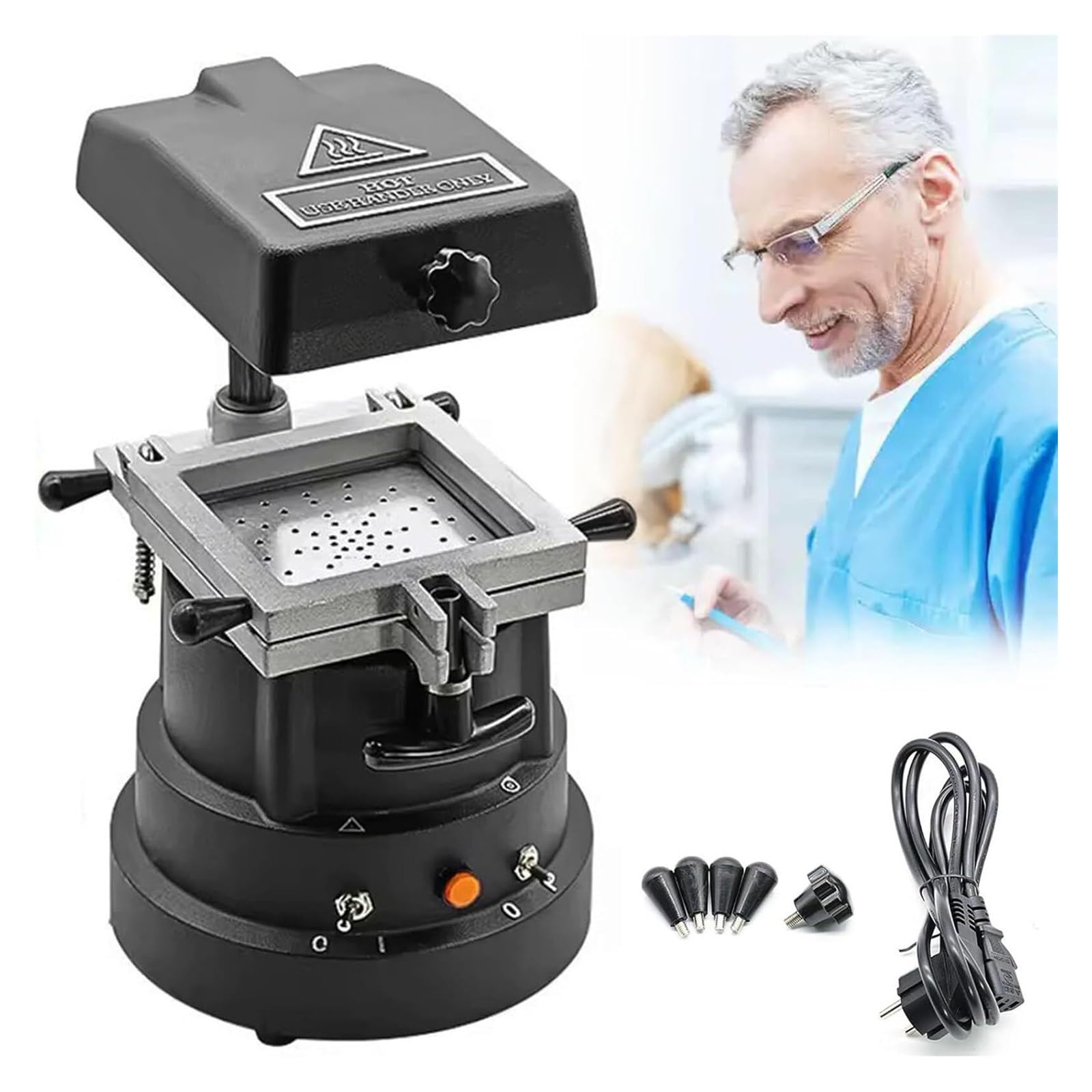 1200 W Dental-Vakuumformmaschine, tragbares Labor-Thermoformgerät, robuster, verstellbarer Materialformer for Schienen, Mundschutz, Retainer