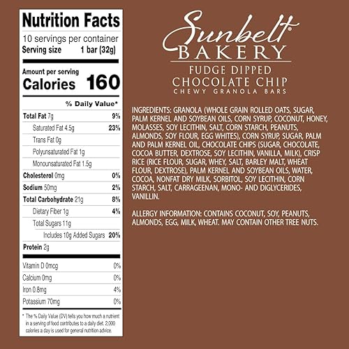 Vista 114 de Sunbelt Bakery Barras de granola masticables con chispas de chocolate, 50 barras de 1.0 onzas (5 cajas)