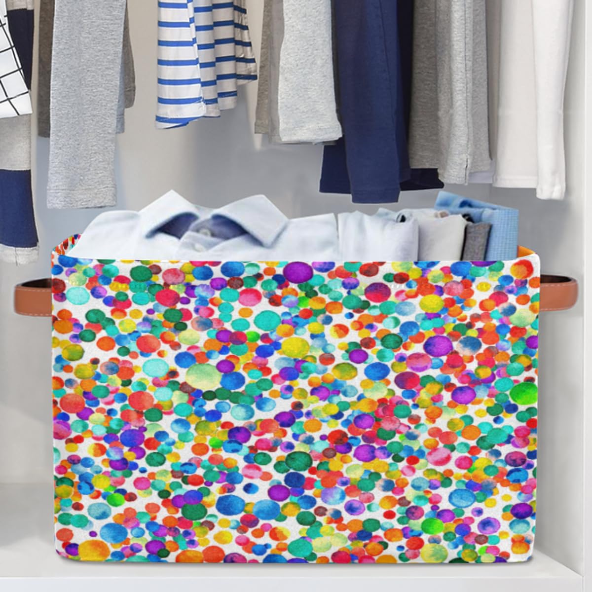 TropicalLife Große Aufbewahrungsbox, gepunktet, 2 Stück, faltbar, Stoff, Aufbewahrungskorb, Schlafzimmer, Zuhause, Büro, Kinderzimmer, Organizer für Spielzeug, Kleidung
