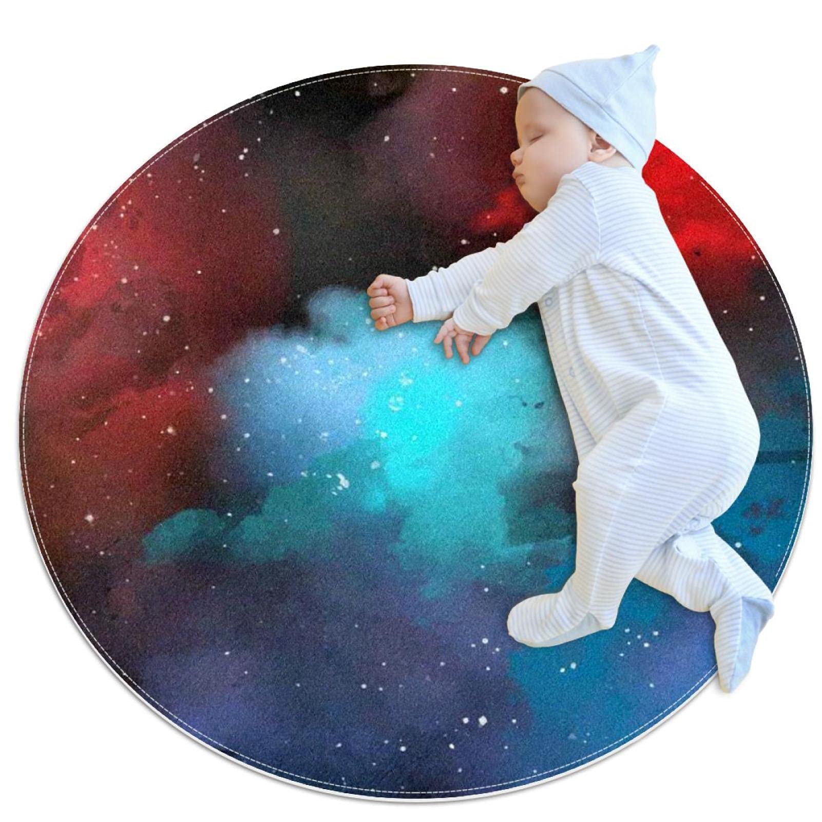 Tapis espace galactique rond 100cm JDEZ salon et chambre à coucher