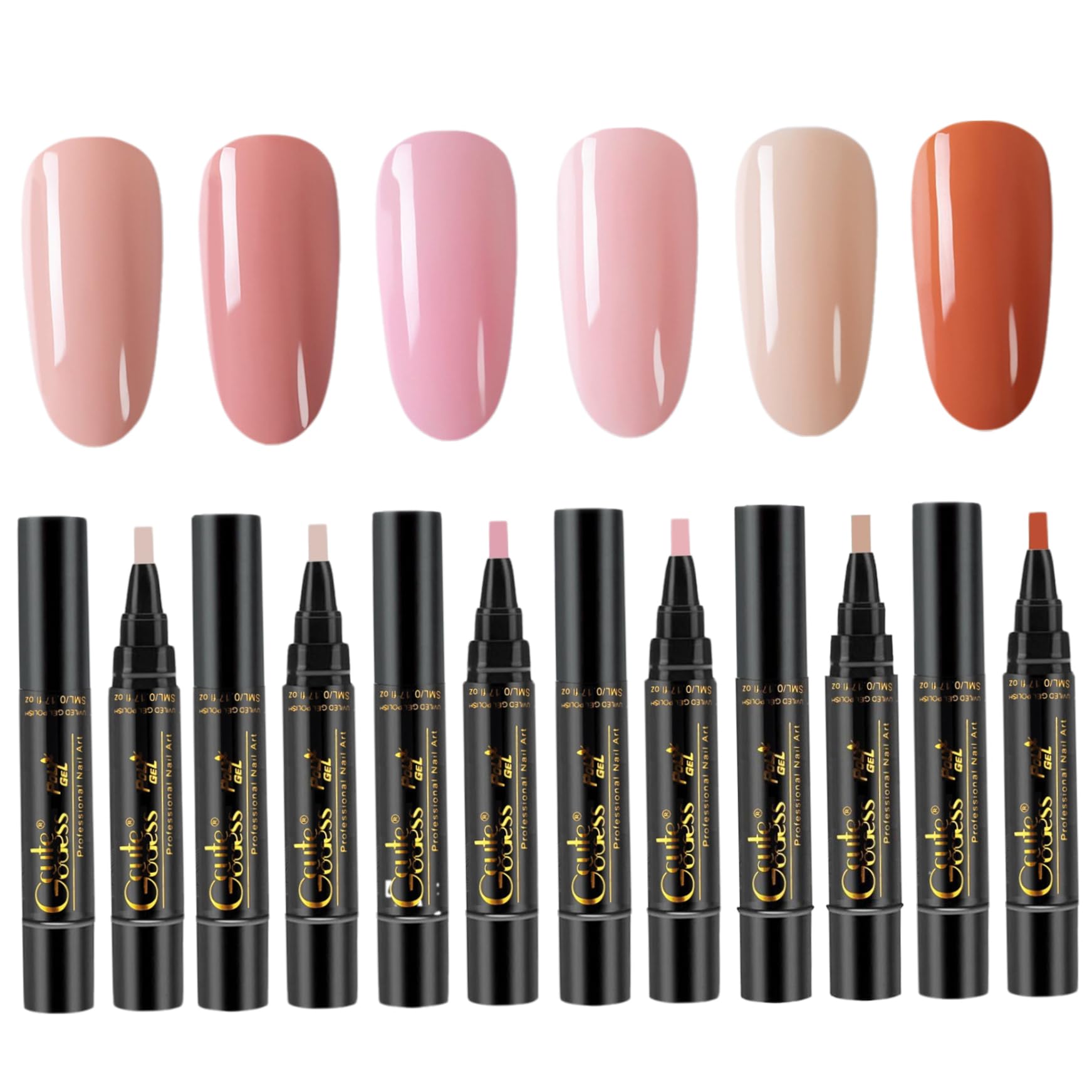 Penna per smalto per unghie, 6 pezzi/set Penna per smalto per unghie, 6 colori 8 ml Set 3 in 1, Penne artistiche per LED UV in un solo passaggio fai-da-te per donne e ragazze, Stile 2 per l'us