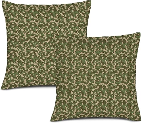 Miniatura 1 de Funda de almohada de lino de camuflaje (dos paquetes), cubierta de cojín cuadrada para sofá, dormitorio, sala de estar, dormitorio, decoración de