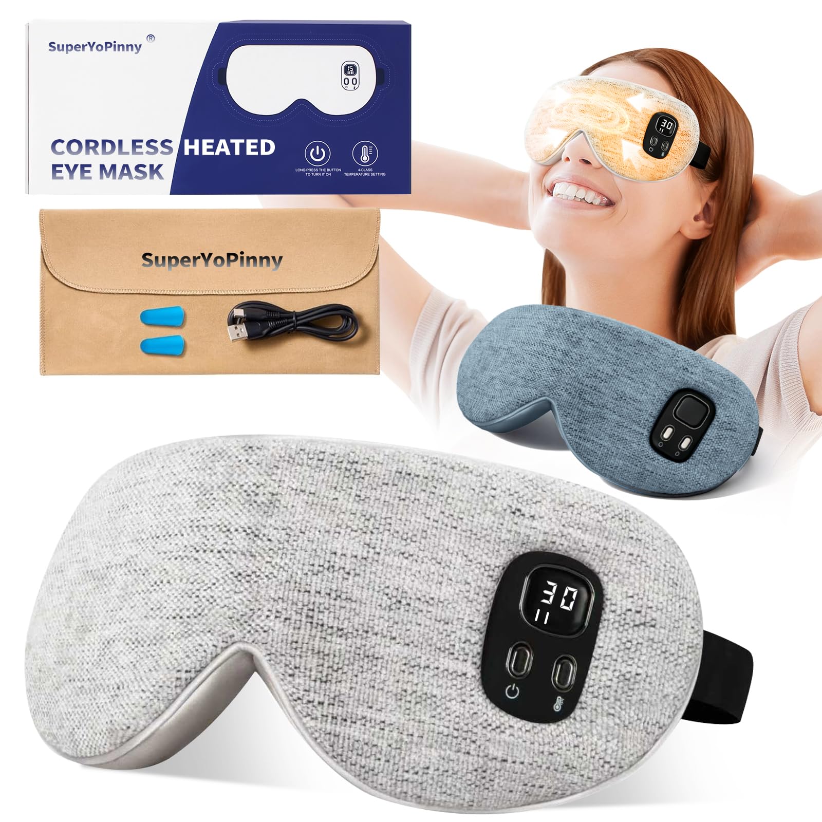 Photo 1 of Heated Eye Masks for Dry Eyes, FSA-HSA Eligible?EyeRelief, Improved Sleep, Washable Eye Heating pad for Travel Removable for Cleaning and 2 Replaceable Shell, 4-Level Timing and Temperature (Gray)