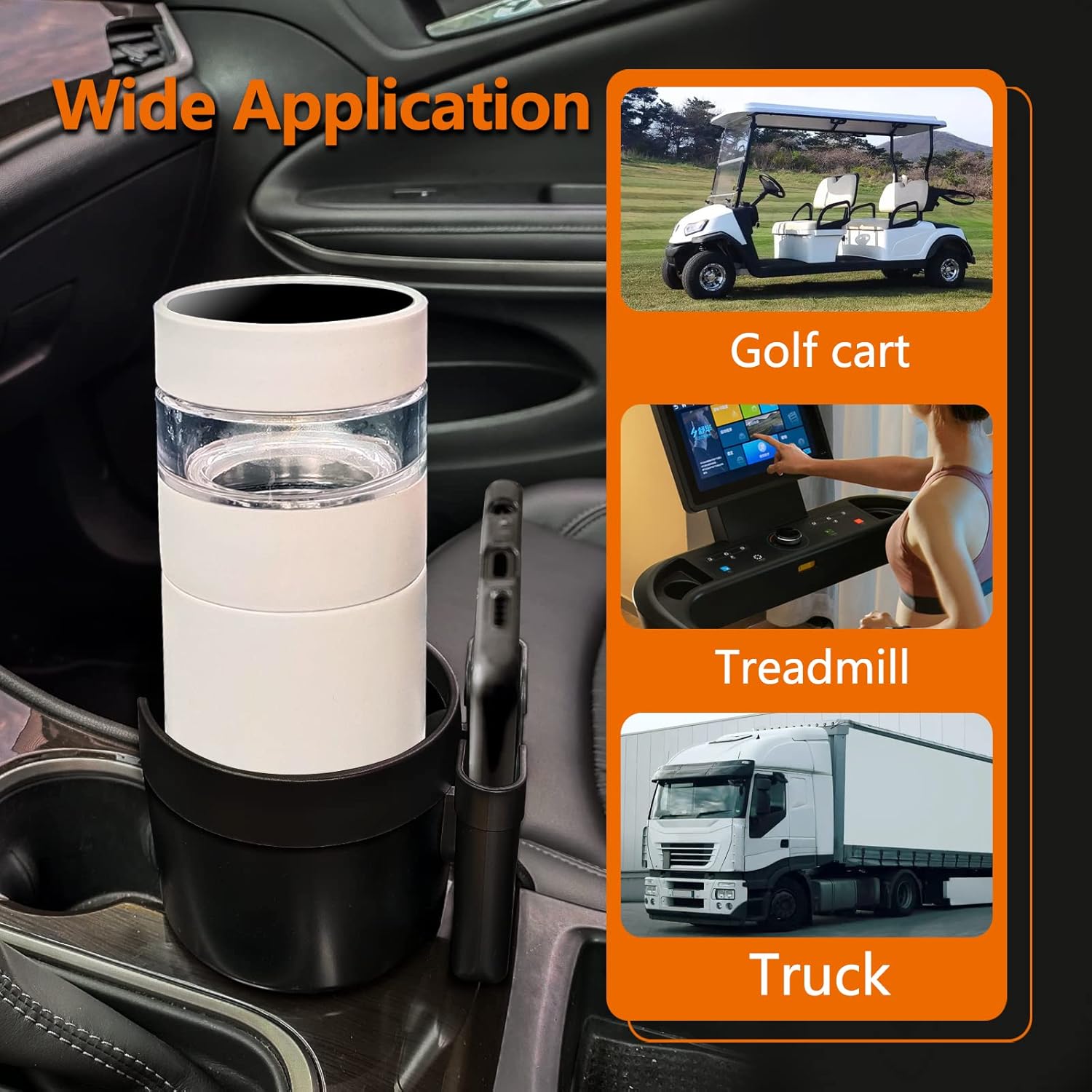 Sojoy Cup Holder Expander Adapter with Phone Holder,2 in 1 Adjustable Cup Holder Compatible with Hydro Flask,Yeti,Camelback Large 32/40 oz Car Cup Holder : Automotive