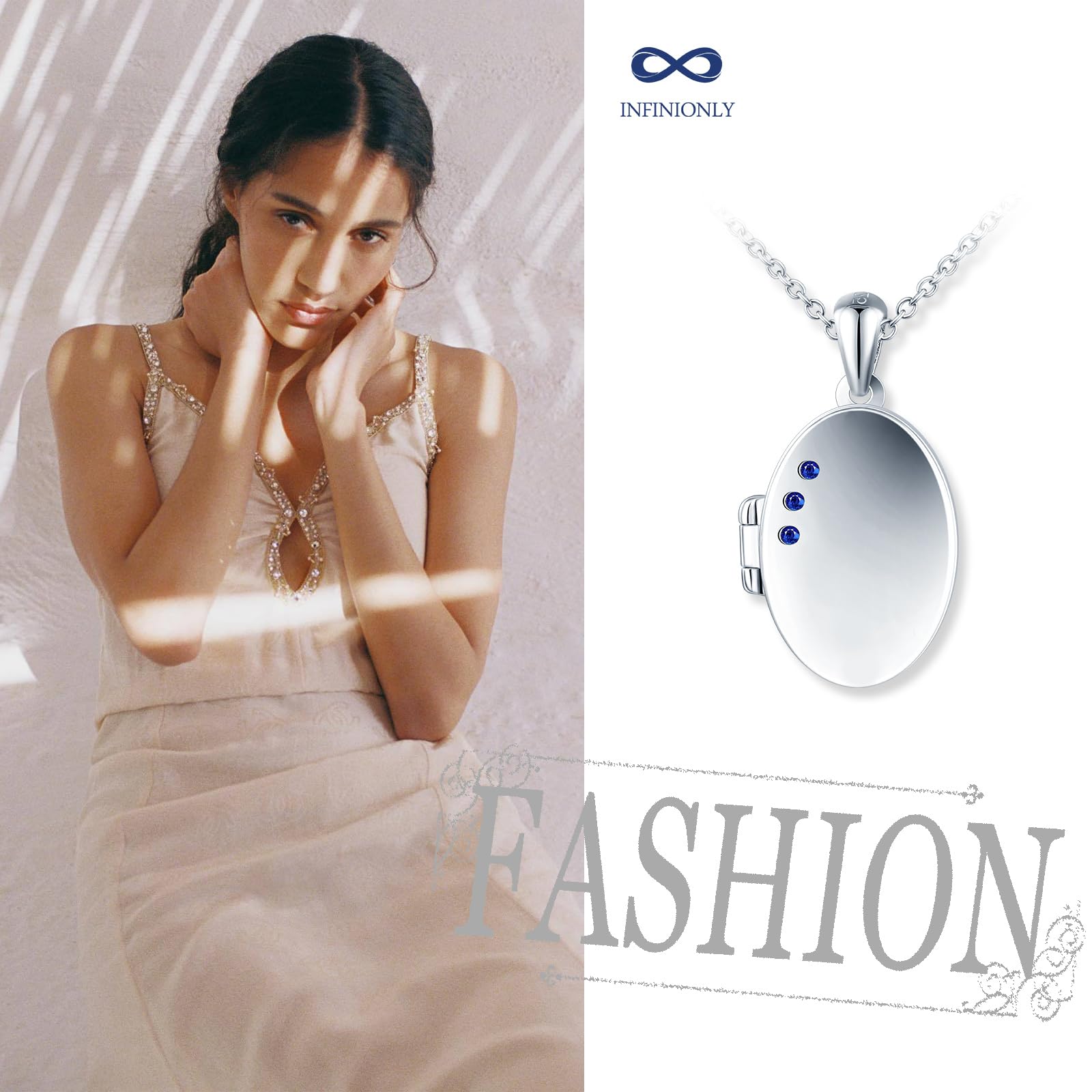 Collar colgante oval de foto de plata 925 para mujer niña Collares medallones con circonita colgante openable personalizado moda joyería