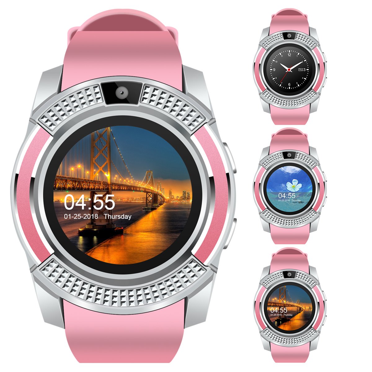 Padcod V8 Smart Watch Bluetooth with Camera Touch Screen Pedometer  Sedentary Reminder Sleep Monitor Instant Notification Anti-Lost smartwatch  (Pink): Smartwatches: Amazon.com.au