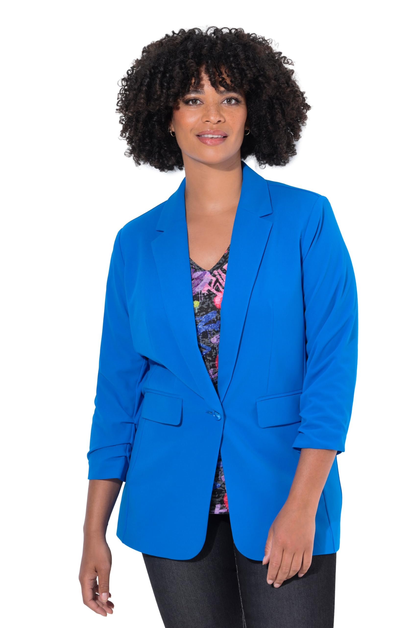 Angel of Style Damen große Größen Übergrößen Plus Size Blazer, offene Form, Reverskragen, Langarm 830286