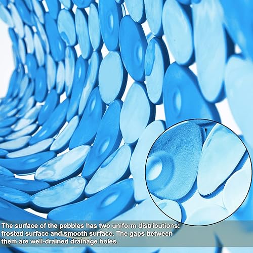 Miniatura 3 de Tapete de baño antideslizante para bañera y ducha, 35 x 16 pulgadas, lavable a máquina, con orificios de drenaje, ventosas para baño (azul