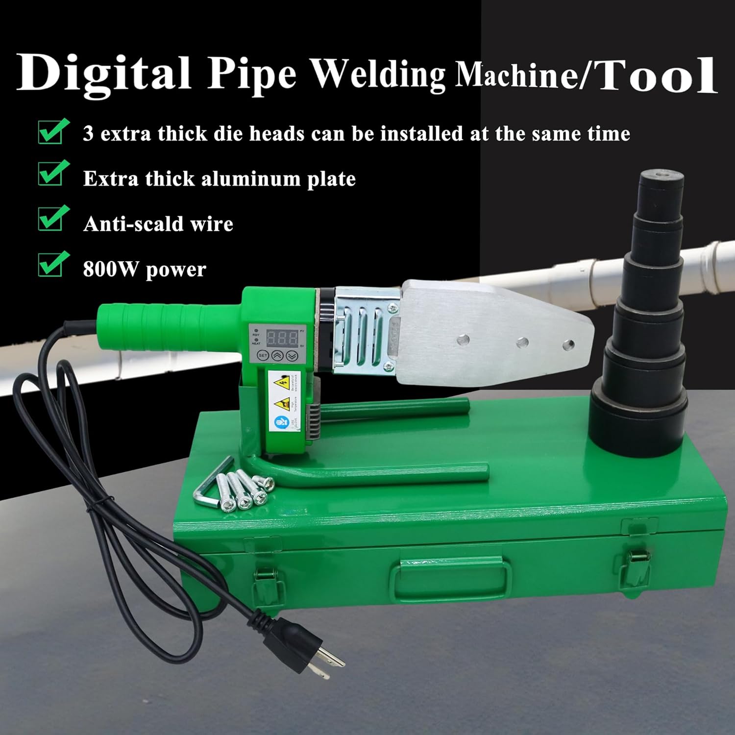 Pipe Welding Machine Plastic Water Pipe Welder Hot Melt Machine Pipe Welding Tool with Digital Readout 110V 800W Tube Pipe Welder Machine For PP/PP-R/PE/PP-C Pipe etc