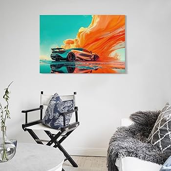 Amazon.co.jp: 絵画 ハンサムなスーパーカーインテリア 絵画
