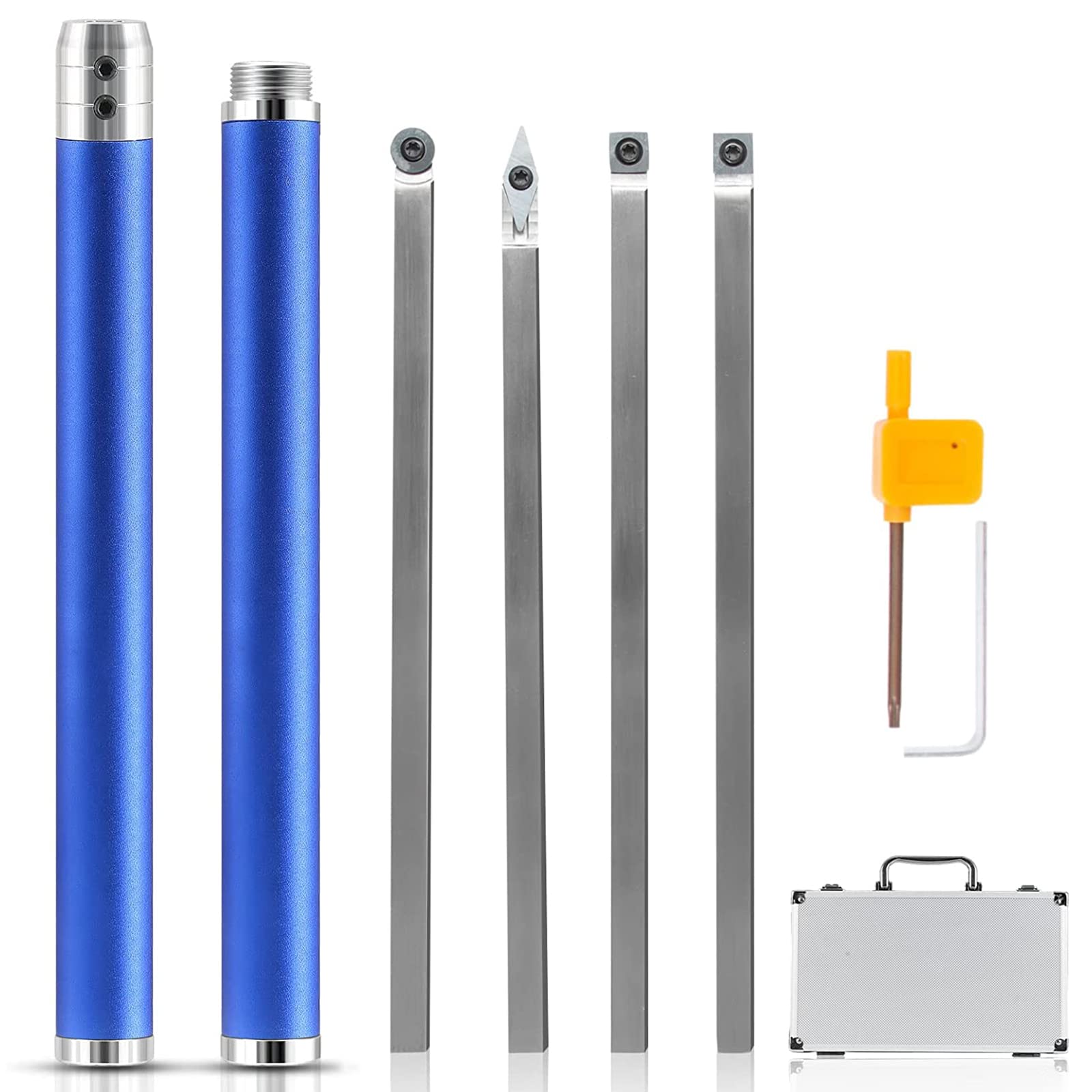 Utensili Per Tornitura in Legno, 6 Pezzi Set Strumenti Per Intaglio Del Legno, Con Maniglia Di Estensione, Per Intaglio Del Legno, Intaglio Di Mobili, Hobbyisti Fai Da Te,Blu