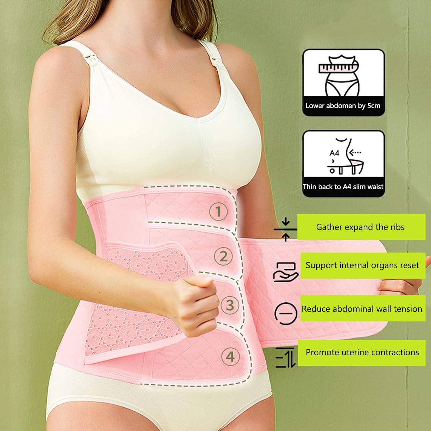 Postpartum belly wrap C-section recovery postnatal belt waist pelvis belly binder support belt post pregnancy postpartum belt special abdominal shapewear (B L)