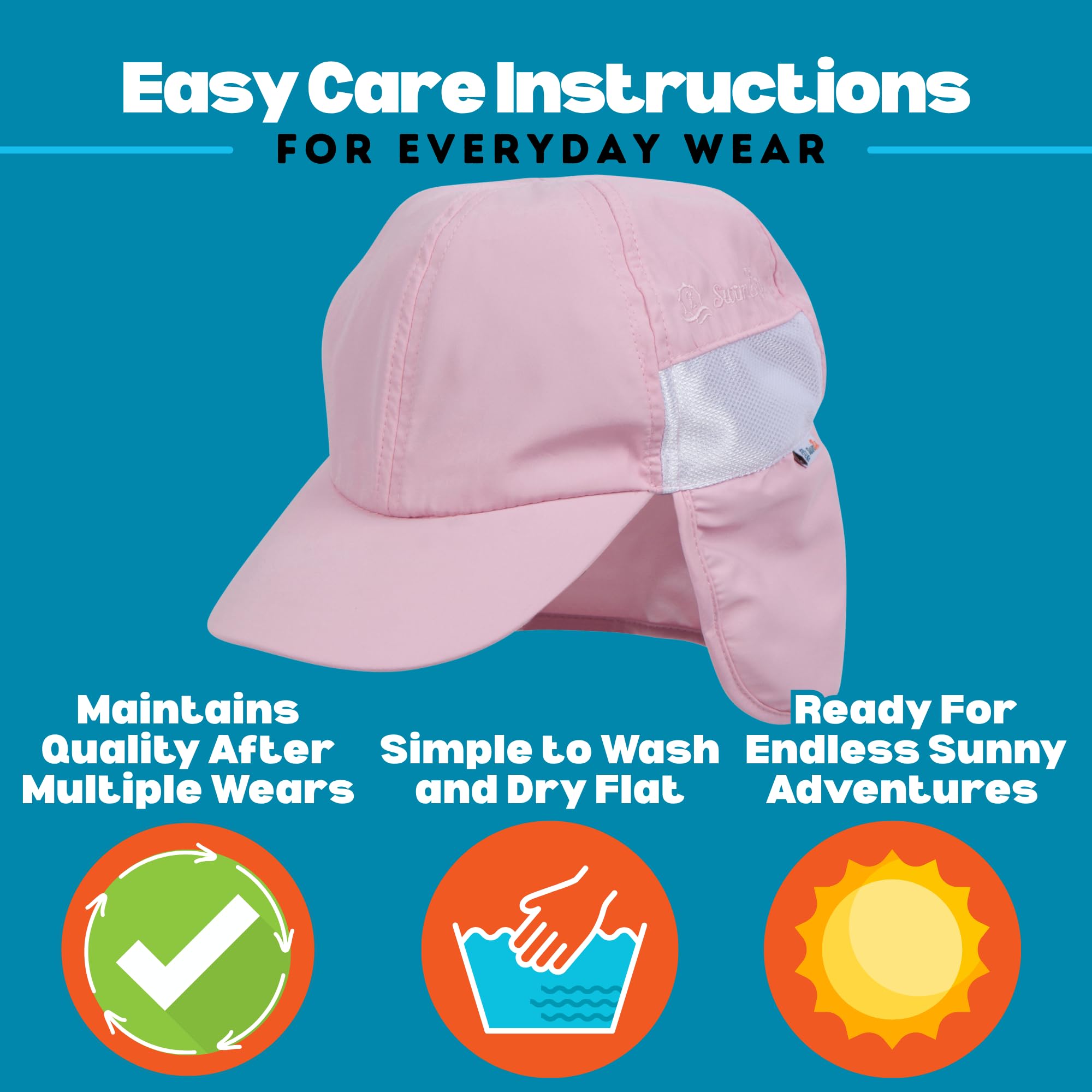 SwimZip Sombrero de sol con solapa para el cuello, protección UPF 50+ para bebés, niños pequeños y niños