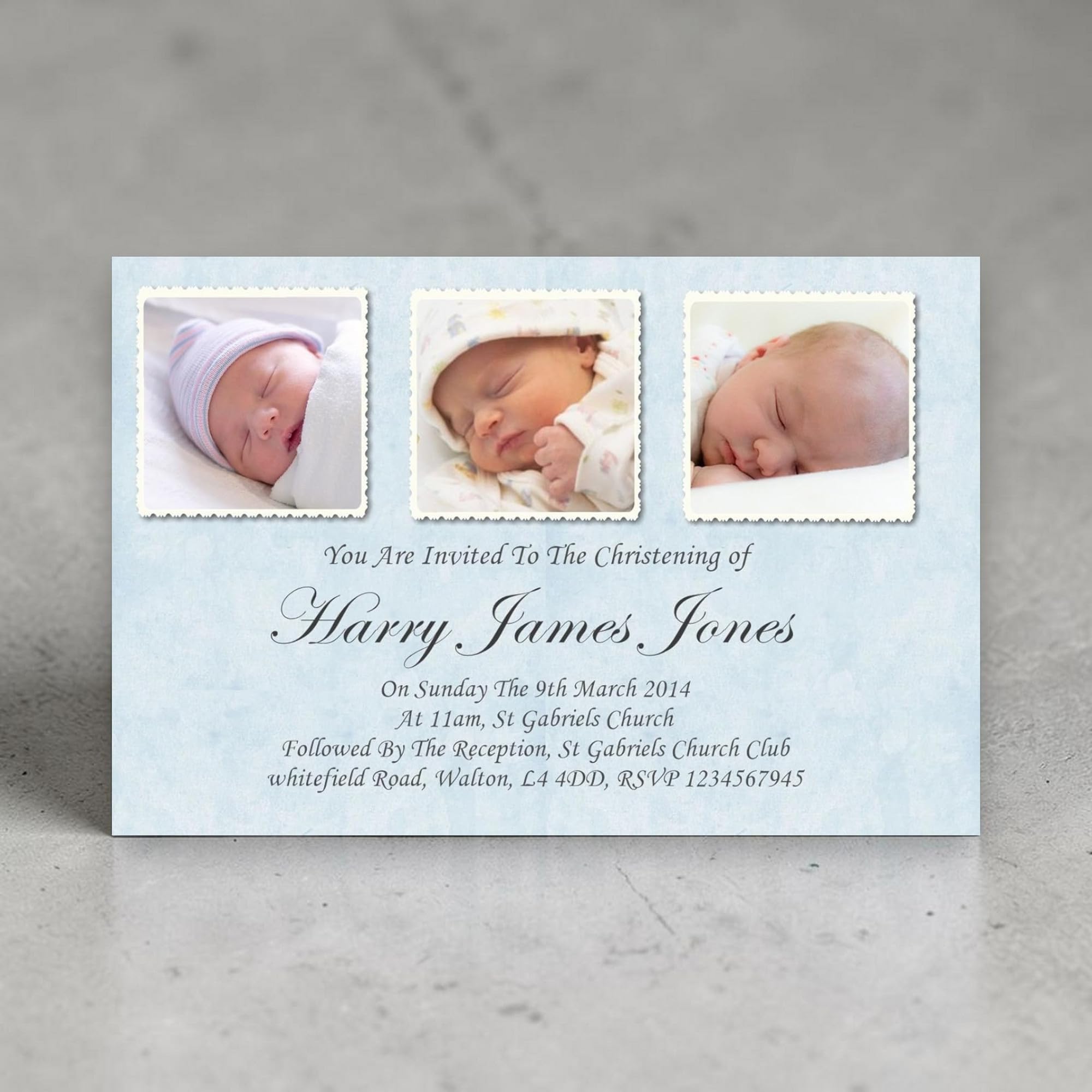 40 Personalised Boys Christening - Baptism Invitations - Invites with Envelopes, White, 6x4 inch - Image 2