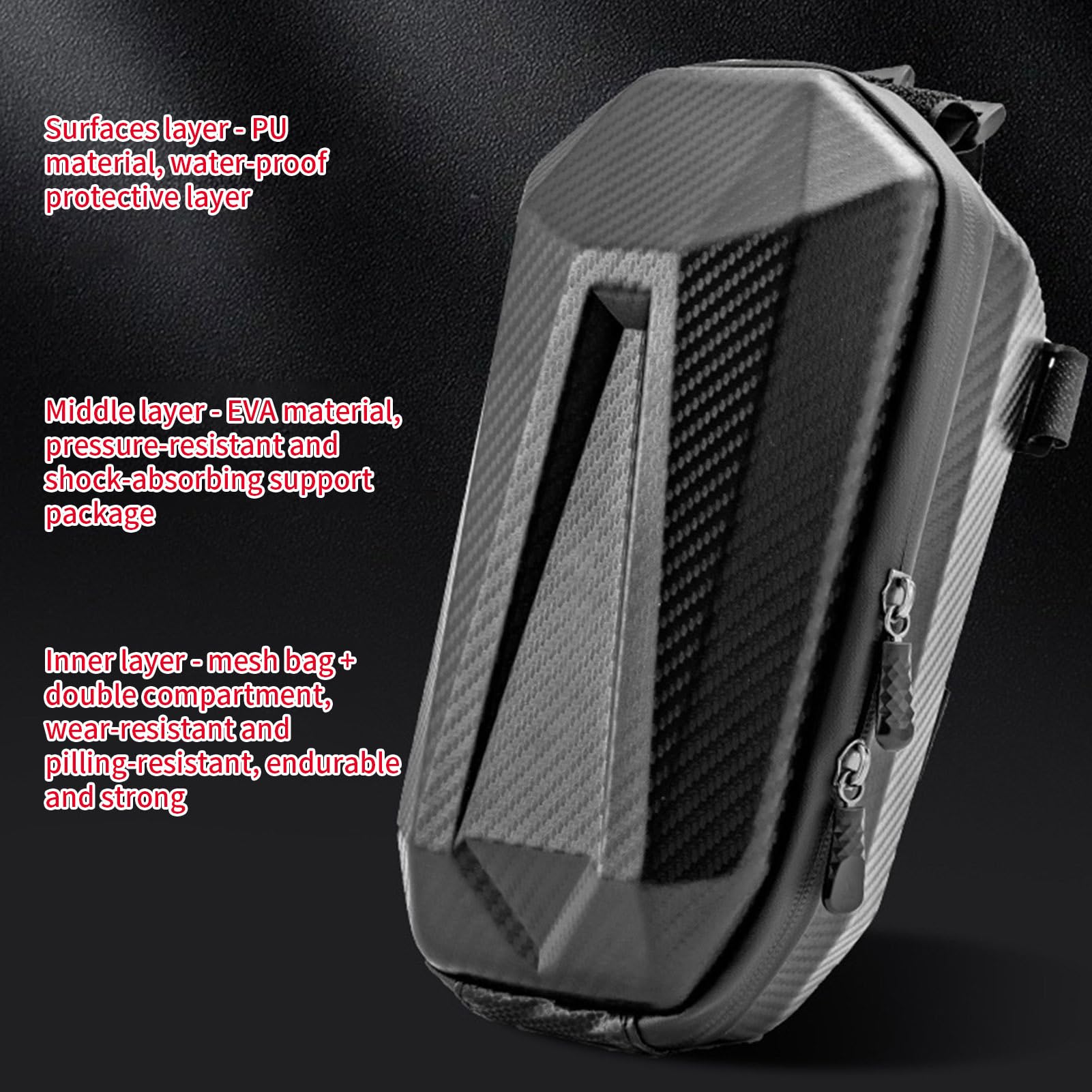 Generico Zaino Bici Capacità 4 Litri 13x31cm Borsa Frontale Rigida Antipioggia borsa manubrio scooter elettrico impermeabile Per E-Bike Ciclismo Trekking e Viaggi Per Lavoro Sport Libero