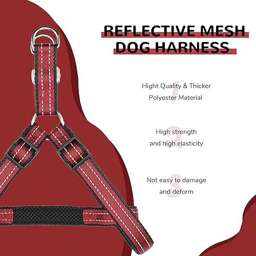 Miniatura 5 de Pawhuggies Arnés para perro reflectante rojo sin tirones, arnés para perro Step-Step, arnés ajustable para perros en crecimiento, fácil de llevar,