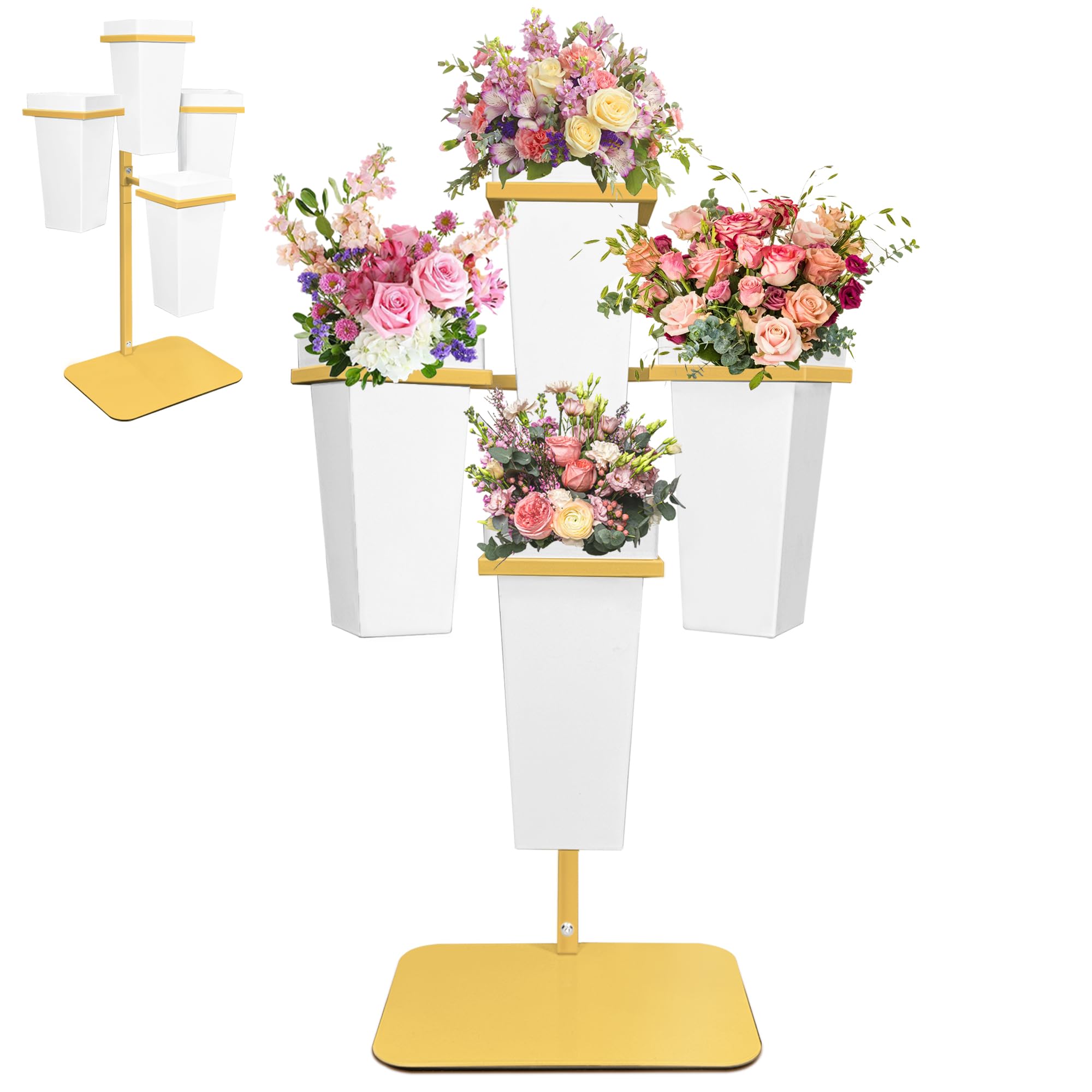 Photo 1 of ***PARTS ONLY***
PROLEE Flower Display Stand with Buckets, Wedding Flower Cart Display Stand with Wheels,Flower Stand for Wedding Party, Events and Garden Decor (White)