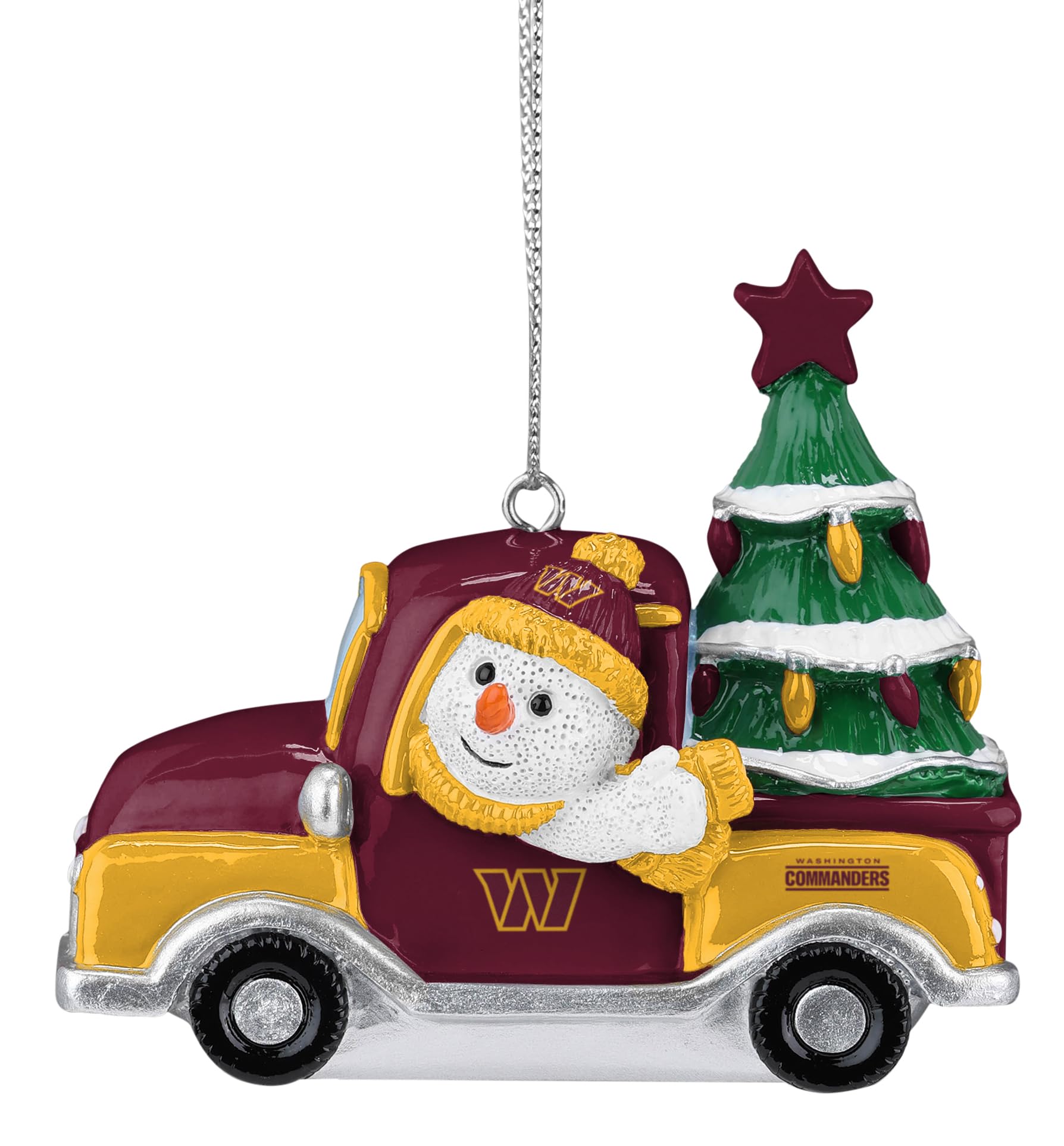 Foco Multi Color Washington Commanders Nfl Snowman In A Truck Ornament
